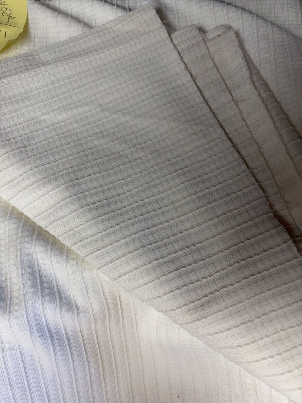 Fabric 58” x 70” White Textured Striped Polyester Knit Fabric